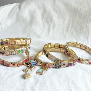 Handmade Bracelet, Gold Charms, Gift For Her, Italy charm, Italian Charm Bracelet, Birthday gift