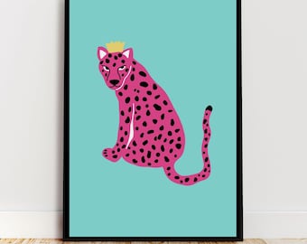 cheetah art print, boho cheetah art, wild cat illustration, leopoard wall art, feline art print, animal print, jungle art print, cheetah art