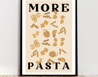 pasta digital art print, pasta wall art, aesthetic kitchen decor, kitchen wall art, trendy digital art, printable art, digital art print