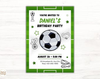 Soccer Birthday Invitation: Editable Canva Template (Digital Download)