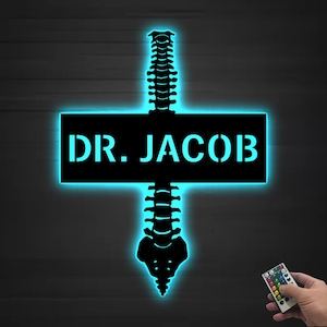 Personalized Chiropractor Metal Wall Art LED Light, Chiropractor Metal Sign, Room Decor Gift For Nurse Doctor, Chiropractic Gifts, Xmas Gift
