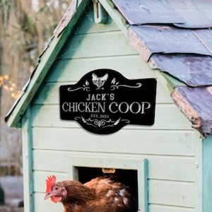 Custom Chicken Coop Metal Sign, Farm house Decor, Personalized Chicken Sign Name, Chicken coop,Hen house sign, Gift for Mom, Grandma Gift