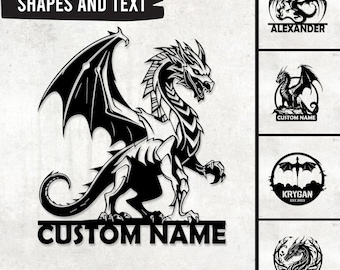 Custom Dragon Metal Sign, Personalized Fantasy Wall Art, Dragon Wall, Sign for Fantasy Lover, Dragon Sign, Dragon lover gift, Fantasy decor