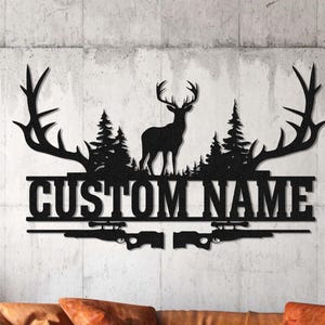 Custom Deer Metal Sign Wall, Outdoor Hanging, Hunter Gift, Family Name Sign, Deer Hunting Sign, Deer Hunter Gift, Cabin Decor, Outdoor Decor