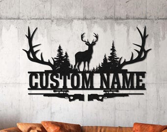 Custom Deer Metal Sign Wall, Outdoor Hanging, Hunter Gift, Family Name Sign, Deer Hunting Sign, Deer Hunter Gift, Cabin Decor, Outdoor Decor