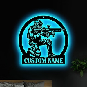 Custom Paintball Metal Sign Led Light, Paintball Metal Wall Art, Paintball Lover Gift, Gift For Man, Paintball Lover Gift Paintball Sign
