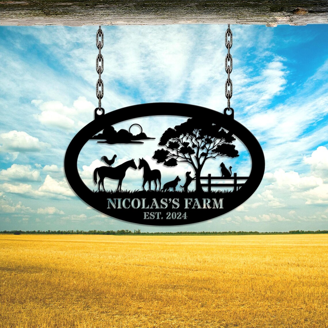Personalized Farmhouse Metal Sign, Custom Metal Farm Sign, Farm Gate ...