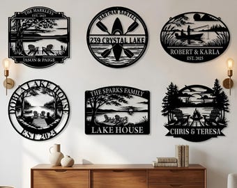 Personalized Lakehouse Metal Sign, Lakehouse Decor,Custom Lakehouse Sign with Name,Family Name Sign,Outdoor Decor Dad Gifts Up to 16 Styles