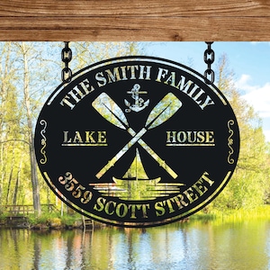 Personalized Lake House Metal Sign, Family Lake House Sign, Lakehouse Decor, Home Decor, Lake House Gift, Front Porch Decor, Gift for dad