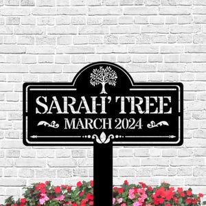 Custom Tree Memorial Sign With Stake, Personalized Tree Metal Garden Marker, Tree Garden Sign,Tree Memorial Plaque Yard Stake ,Yard Decor