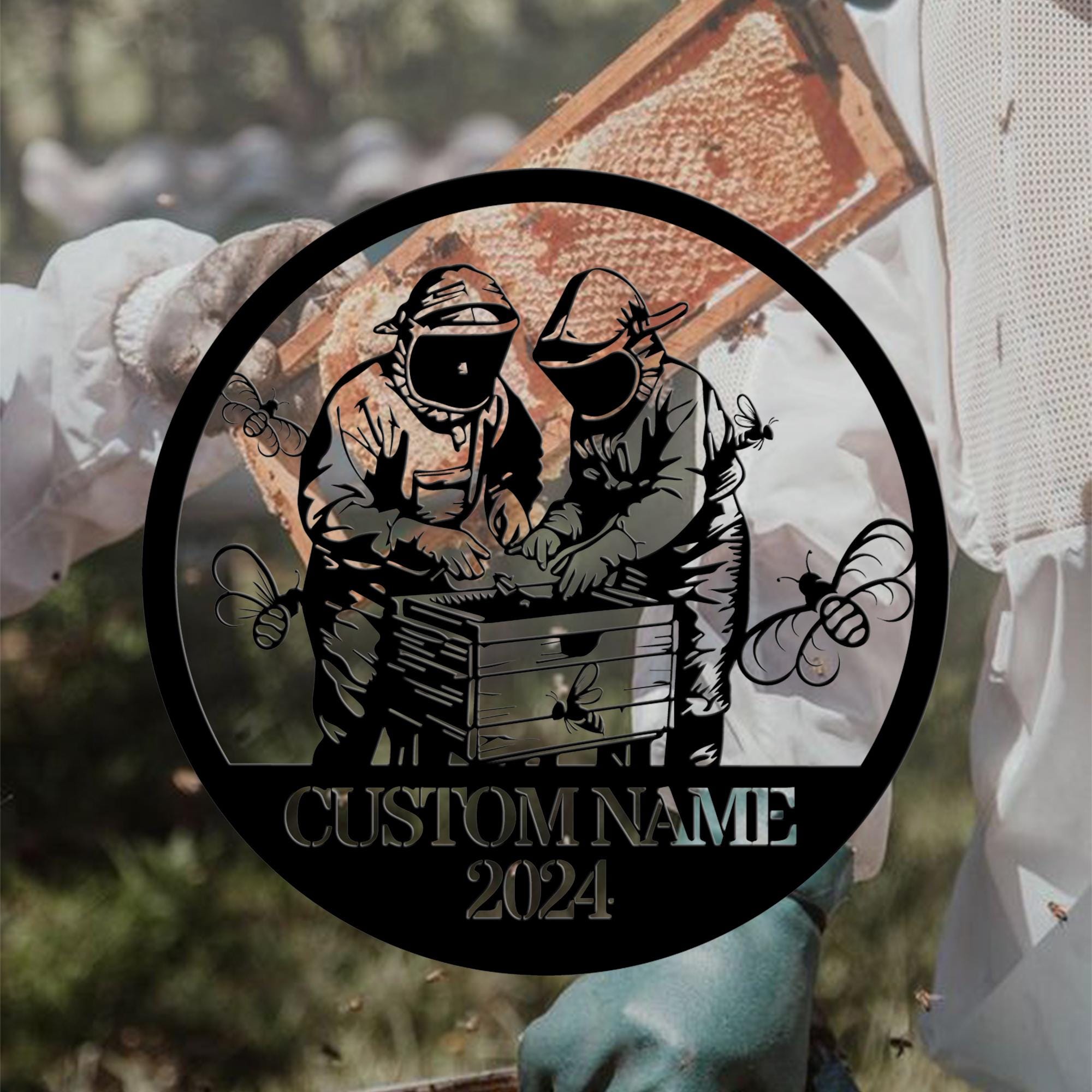 Personalized Beekeeper Name Sign, Custom Bee Garden Sign, Beehive Decor ...