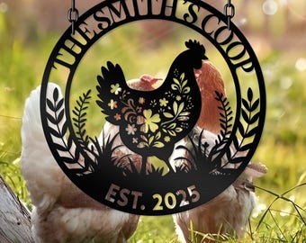 Custom Metal Chicken Coop Sign, Personalized Farm Metal Sign, Custom Rustic Sign, Rooster Metal Wall hanging, Christmas Décor, Welcome Metal