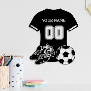 Custom Soccer Player Metal Sign, Personalized Football Player Name Sign, Football Lovers Gift, Soccer Shirt Wall Decor, Kid Nursery Decor