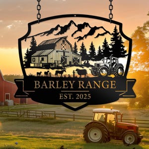 Gepersonaliseerde metalen bord boerderij boerderij, bord boerderijdieren, decor boerderij, cadeau boer, aangepaste boerderijnaam metalen bord, metalen bord Farmville