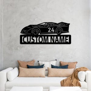 Personalized Race Car Metal Wall Art, Race Car Sign, Dirt Track Racing Sign, Sports Sign, Kid Room Decor, Racing Car Decor, Birthday Gift