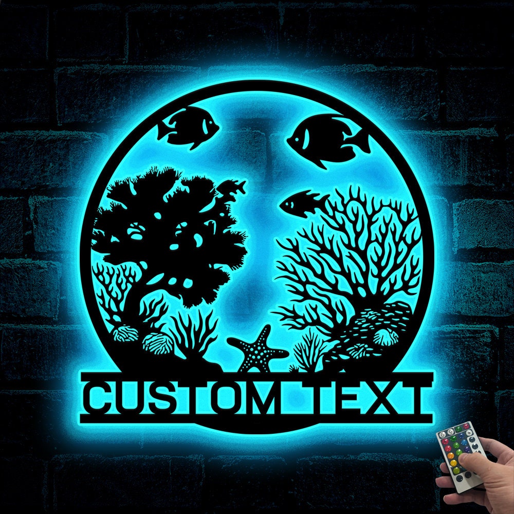 Custom Reef Metal Wall Decor Reef Metal Sign Fish Coral Reef Metal Wall Art Home Aquarium Sign Beach House Sign Coral Sign Fish Lover Gift