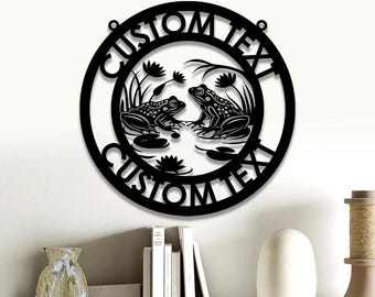 Custom Frog Metal Sign, Frog Decor, Pond Decor, Frog Metal Wall Art, Home Decor, Lake House Sign, Garden Sign, Garden Decor Cabin Decor