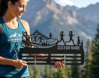Personalized Running Medal Holder, Custom Marathon Medal Display for Runners