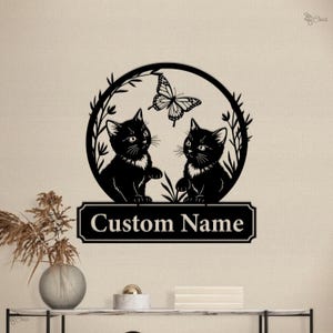 Custom Cat Sign, Kitten and Butterfly Metal, Cat Lover Gift Sign, Cat art metal, Cat lover decor, Kitten metal sign, Gift for mom,Cat Memory