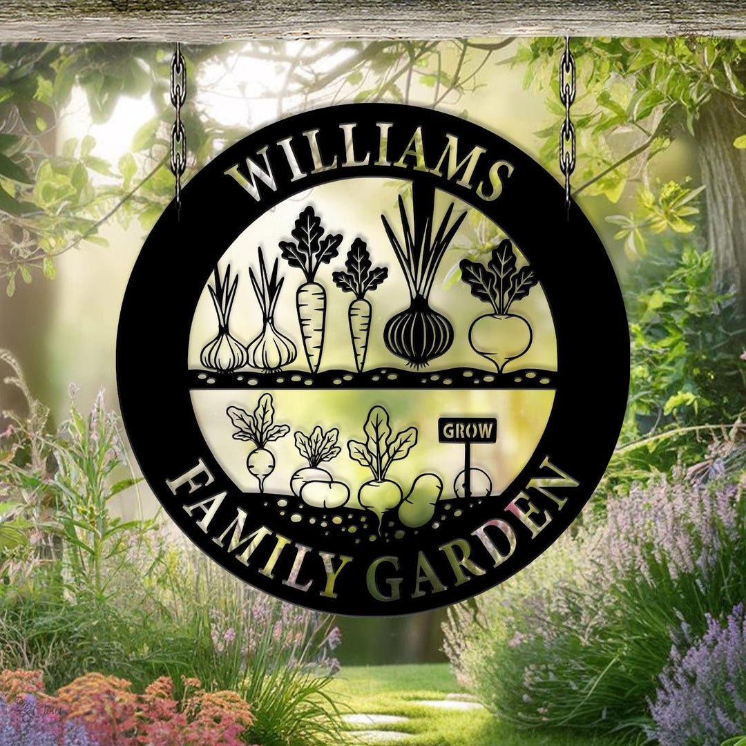 Custom Family Garden Sign, Custom Plot Sign, Vegetable Art Sign ...