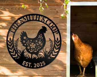 Custom Metal Chicken Coop Sign, Personalized Farm Metal Sign, Custom Rustic Sign, Rooster Metal Wall Hanging, Christmas Décor, Welcome Metal
