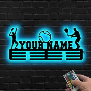 Custom Tennis LED Sign, Personalized Racket Sports Wall, Gift for son, Racket Sports Gift, Racket Sport Room, Tennis lover gift,Tennis sport