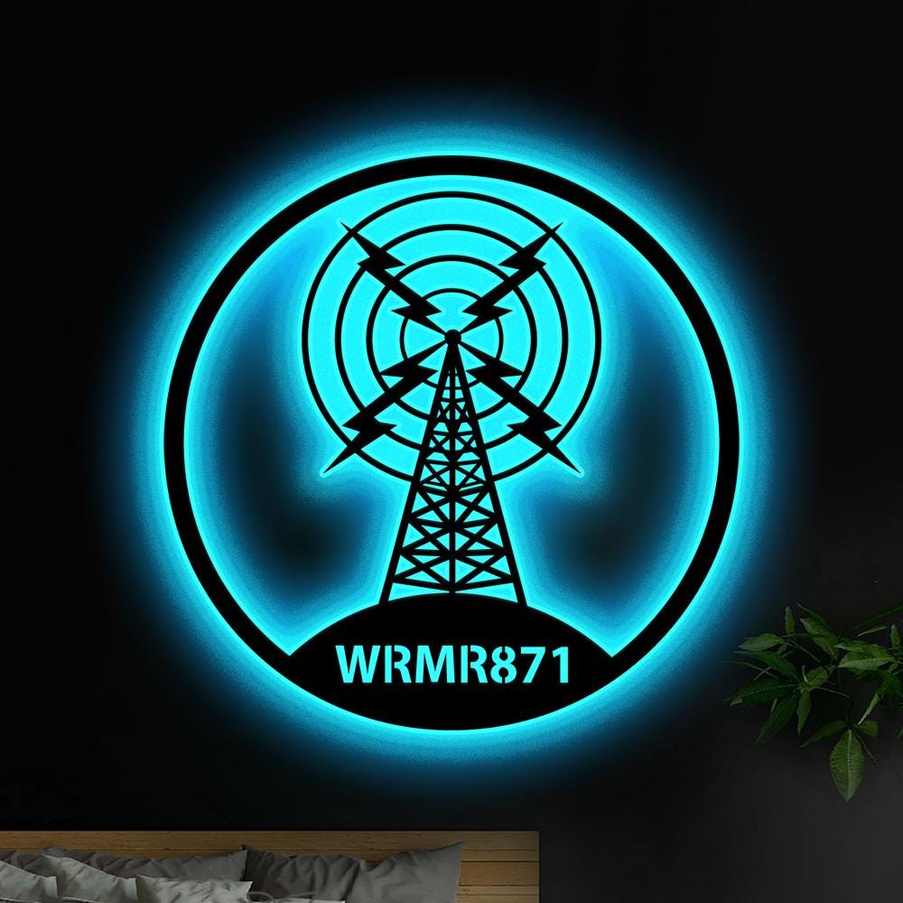 Custom Ham Radio Metal Wall Art LED Light Personalized Amateur Radio Name Sign Home Decor Radio Operator Decor Amateur Call Birthday Gift