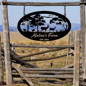 Personalized Deer Metal Sign, Outdoor Hanging, Hunter Gift, Family Name Sign, Deer Hunting Sign, Custom Farm Sign, Turkey Deer Sign Dad gift