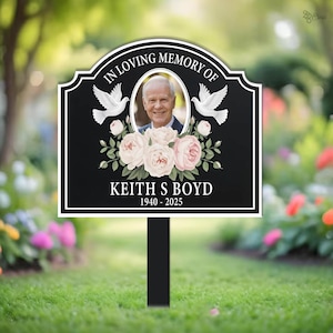 Personalized Photo Grave Marker Stake, Memorial Photo Stake, Outdoor Memorial Plaque, Sympathy Plaque, Remembrance Sign, Photo Memorial Sign