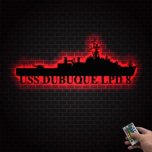 Personalized US Navy Ships Metal Wall Art LED Lights,Navy Ship Decor,Navy Veteran Gift,Battleship Metal Sign,Military Gift,Gift for him