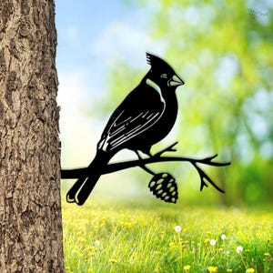 Parete in metallo raffigurante un uccello cardinale, decorazione naturale per esterni, cartello raffigurante un ramo di un albero raffigurante un cardinale, cartello raffigurante un uccello cardinale su un ramo, regalo per la mamma, cartello per la casa.