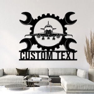 Custom Airplane Name Metal Sign, Custom Aviation Gift, Aircraft Name Sign, Hangar Sign, Pilot Name Sign, RC Plane Sign, Airforce Wall Art