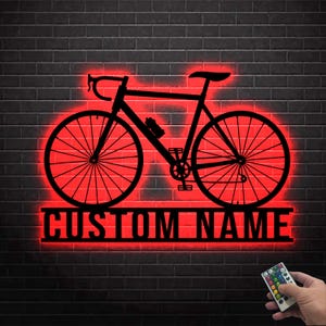 Custom Mountain Bike Sign With Led,mountain Bike Metal Wall Art ...
