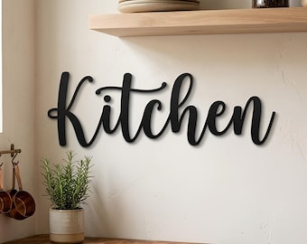 Kitchen Metal Wall Art, Script Kitchen Sign, Rustic Farmhouse Kitchen Wall Decor For Cooking Space