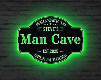 Custom Man Cave Metal Wall Decor LED Lights, Xmas Gift for Dad,Man Cave Decor,Boy Room Decor,Birthday Gift,Basement Bar Sign Home Bar Sign