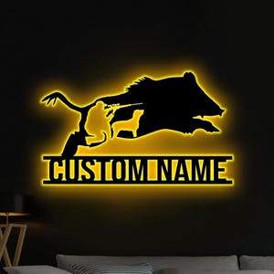 Letrero de metal LED personalizado con luces LED para cazadores, arte de pared para cazar en casa, arte de pared para garaje, regalo para el día del padre, letrero de arte LED para cazadores, letrero de neón