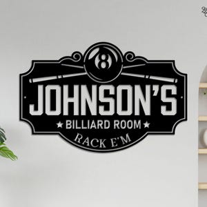 Personalisierte Billard Metallschild Wandkunst, Billard Metallschilder, Metallwandkunst, Mannhöhlendekor, Billard-Club-Zeichen, Vatertagsgeschenk Hom