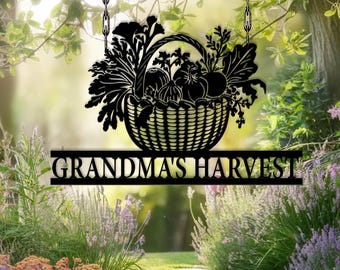 Custom Grandma's Harvest Garden Sign, Custom Metal Veggie Basket Decor, Vegetable Basket Metal, Gift for mom, Basket of veggies, Herb garden
