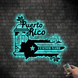 Personalized Puerto Rico Metal Sign, Custom Puerto Rico Lover Name Sign, Puerto Rico Flag Wall Art, Born In Puerto Rico Home Decor Dad Gift