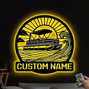 Personalized Pontoon Metal Sign With LED, Pontoon Boat, Metal Decor Wall Art, Job Gift, Anniversary Gift, Outdoor Patio Sign, Gift For Dad