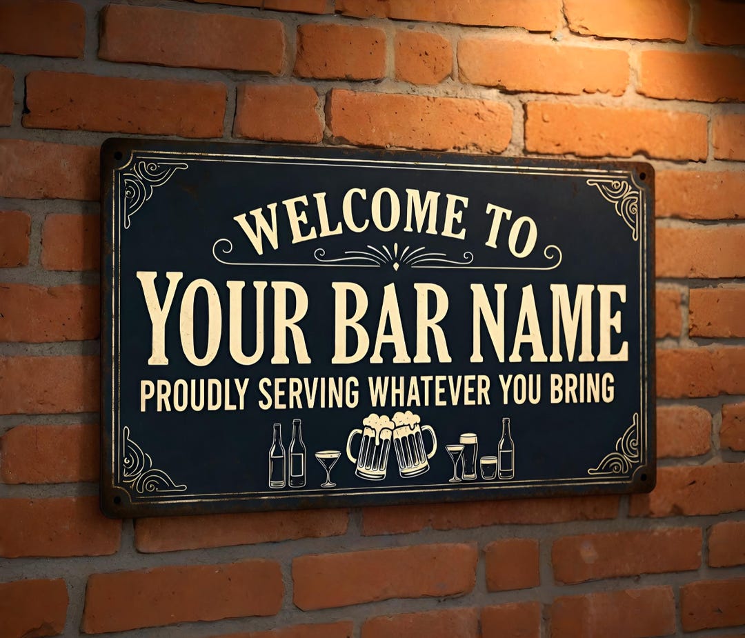 Custom Metal Bar Wall Decor, Personalized Pub Name Sign, Man Cave Beer ...