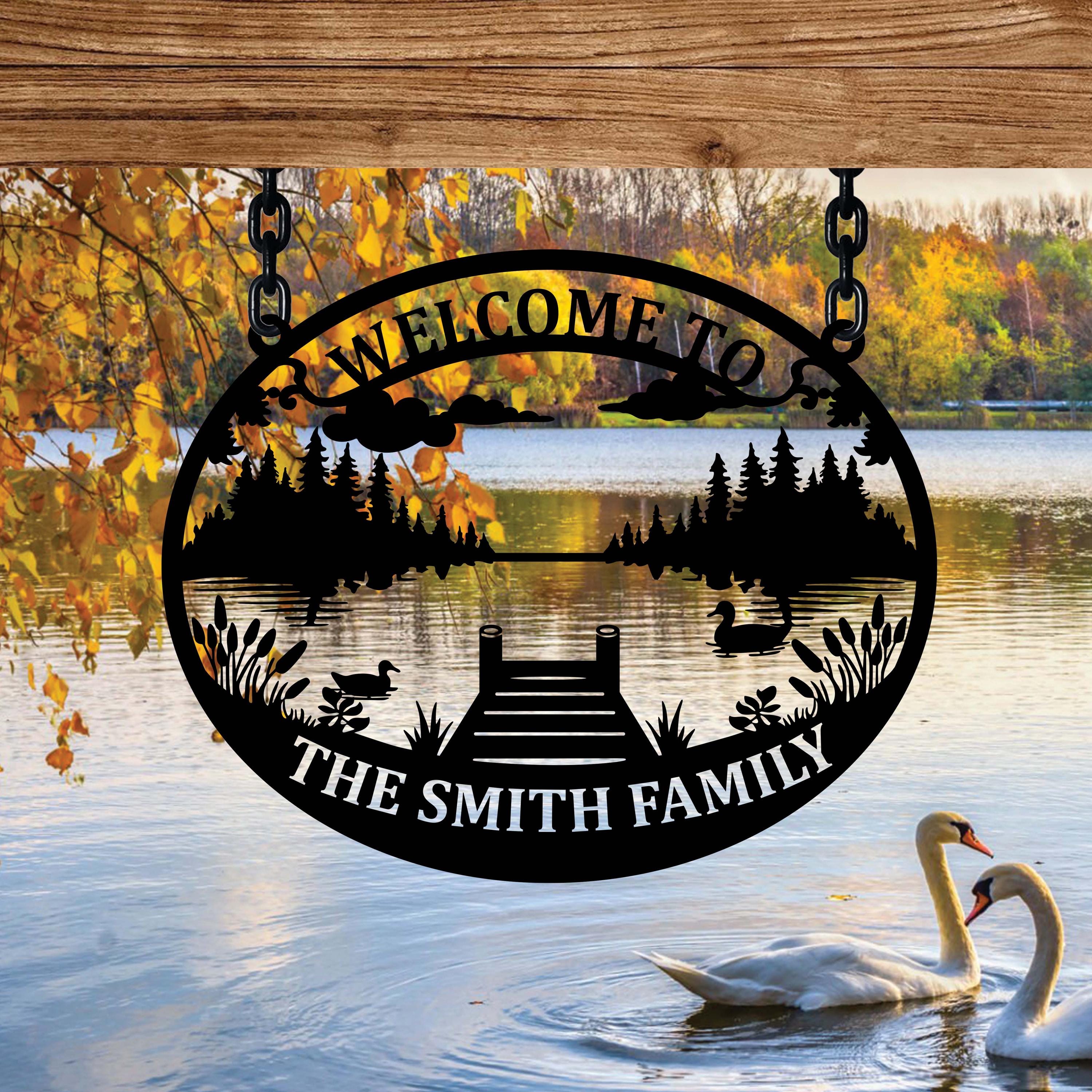 Personalized Metal Cabin Sign Custom Lake House Sign, Lake Gift, Family ...