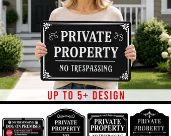 No Trespassing Metal Sign, Private Property Outdoor Wall, Weatherproof Yard Gate Sign, Family Gift