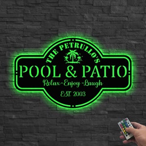Personalized Poolside Wall Decor LED Lìghts,Outdoor Wall Decor,Sign for Pool,Custom Backyard Oasis Sign Patio Decor,Patio Sign,Poolside sign