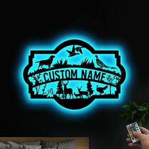 Custom Duck Hunting Scene Metal Wall Art With Led Lights,hunting Metal ...