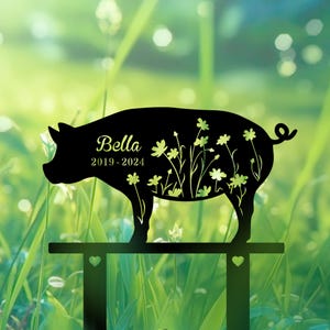 Personalized Pig Memorial Stake, Custom Pig Farm Sign, Pig metal Sign, Farmhouse Decor, Yard Decor, Remembrance Stake, Pet Sympathy Sign