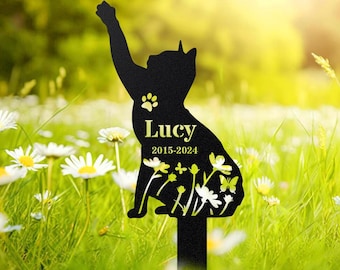 Custom Cat Memorial Stake Cat Memorial Gifts Garden Decor Cat Burial Stake Cat Memorial Plaque with Stake Cat Grave Marker Cat Lover Gift