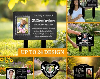 Personalized Memorial Garden Stake with Photo, Custom Grave Marker, In Loving Memory Yard Sign