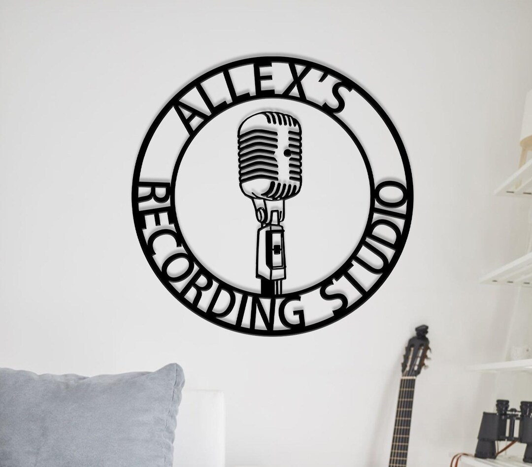 Personalized Microphone Music Audio Studio Metal Wall Art, Custom ...