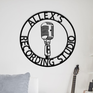 Personalized Microphone Music Audio Studio Metal Wall Art, Custom Microphone Name Sign,Music Lover Gift,Custom Singer Gift,Musician Home Art